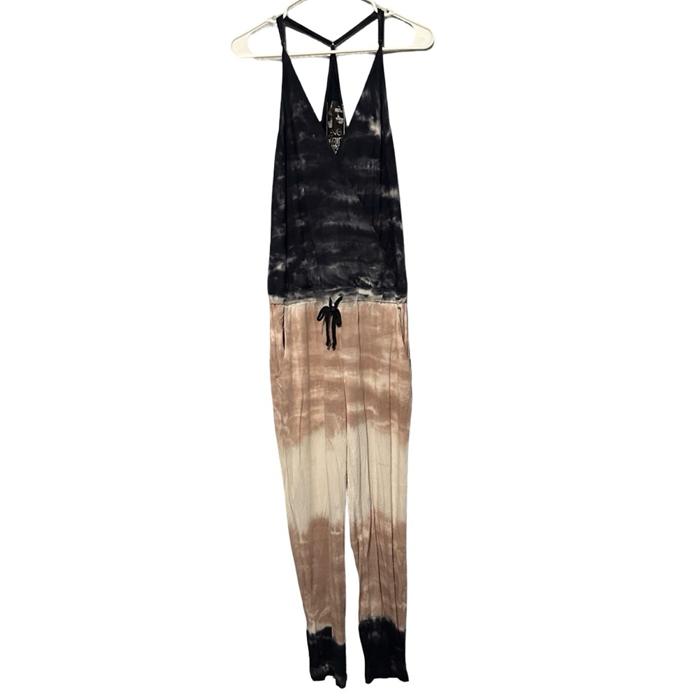 Young Fabulous & Broke Tie-Dye Jumpsuit in Black, Beige and Cream